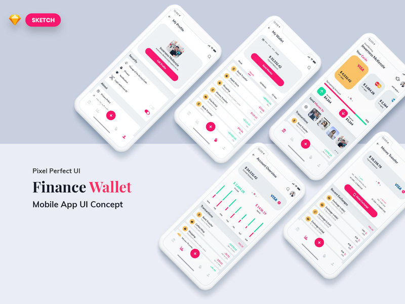 Finance Wallet Mobile App Ui Kit Light Version (SKETCH)