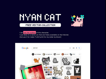 Nyan Cat Vector EPS w/ free pixel font preview picture