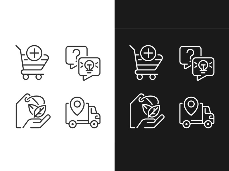 Online shopping services pixel perfect linear icons set