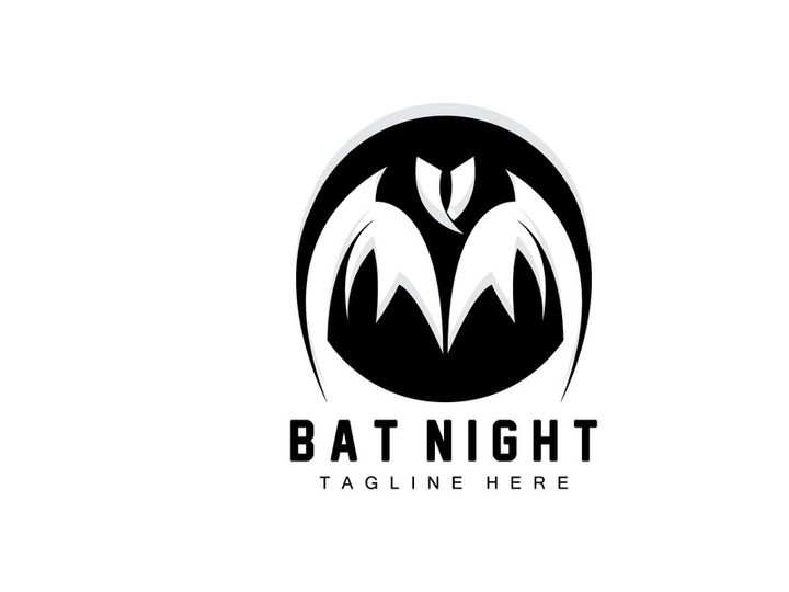 Bat Logo, Hanging Bat Animal Vector, Hallowen Night Animal Icon Design