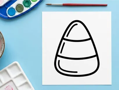 Candy corn icon for Halloween. Simple black and white vector illustration of holiday candy.