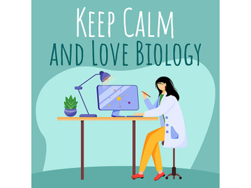 Keep calm and love biology social media post mockup preview picture