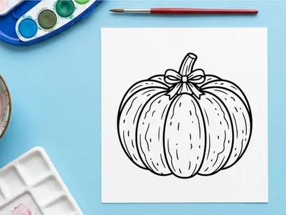 Cute pumpkin illustration for autumn decor. Hand-drawn seasonal symbol for harvest and Halloween themes.