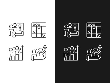 Team project pixel perfect linear icons set preview picture