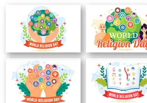 12 World Religion Day Illustration