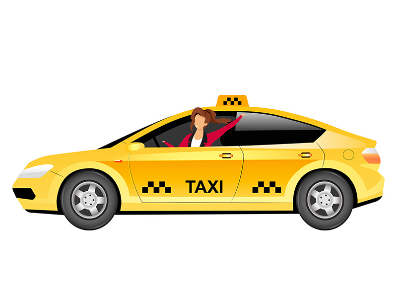 Female taxi driver flat color vector faceless character