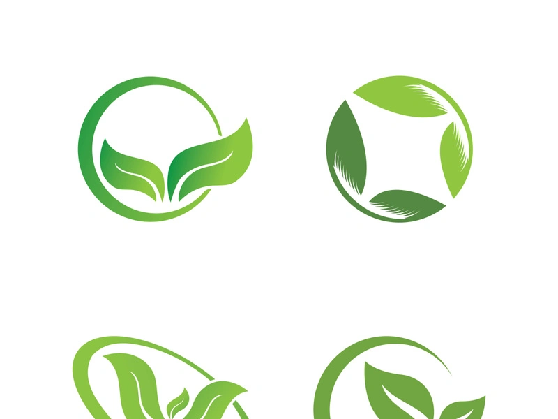Logos of green tree leaf ecology nature element vector