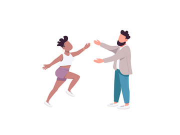 Woman run to hug man flat color vector faceless characters preview picture