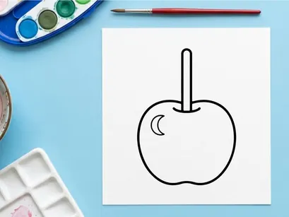 Candy apple line icon. Sweet caramel apple on a stick vector illustration.