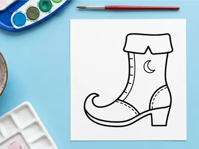 Sepatu peri kartun terisolasi di latar belakang putih. Alas kaki fantasi yang menyenangkan untuk proyek desain hari libur dan ilustrasi anak-anak.