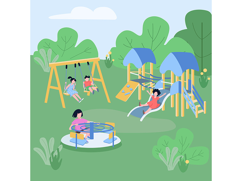 Children play zone flat color vector illustration