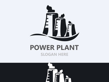 Power plant vector icon. Nuclear cooling Factory sign. Industry symbol. Simple isolated logo