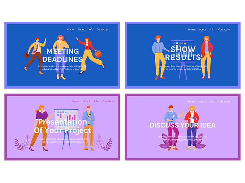 Corporate landing page vector template set