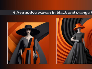 Attractive woman in black and orange hat preview picture