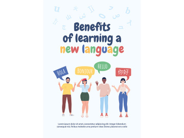 Benefits of learning new language flat vector banner template preview picture