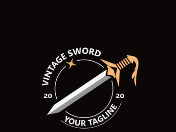 Sword vintage logo design. illustration sword element, can be used as logotype, icon, template coat of arms concept preview picture