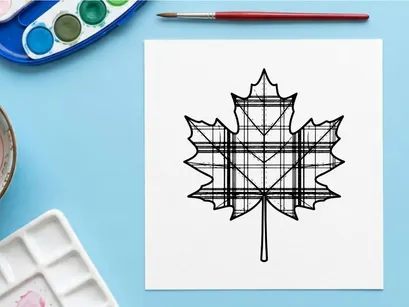 Detailed maple leaf illustration for nature and botanical projects. Artistic botanical drawing showcasing intricate leaf structure and natural beauty.