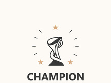 Modern trophy line art logo winner and championship cup design, minimalist simple element
