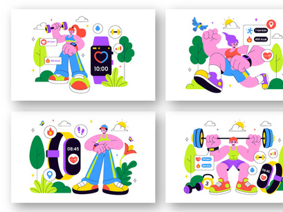 10 Smart Wearable Fitness Band Illustration