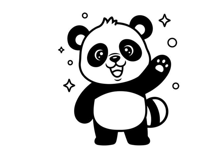 Cute panda waving hand flat design vector illustration