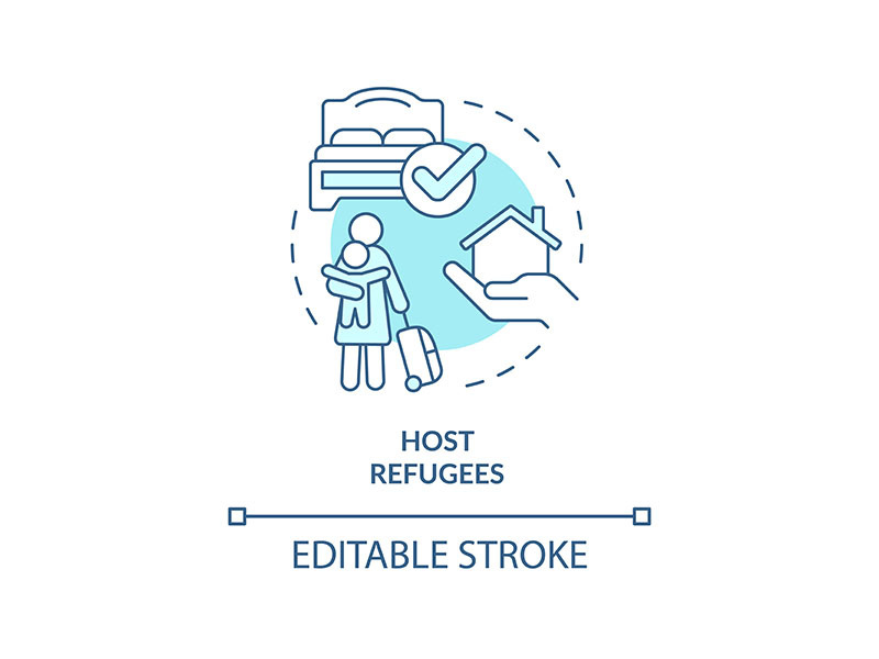 Host refugee turquoise concept icon