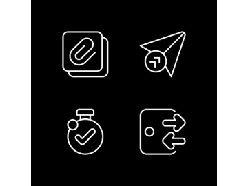 Mobile application interface white linear icons set for dark theme preview picture