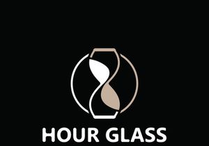 Hourglass logo ancient vintage style object design template flat vector