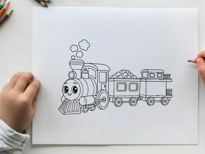 Cute cartoon train with smoke vector illustration flat design
