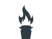 Burning Torch Fire Flame with Pillar column logo design