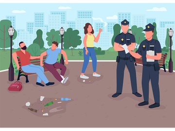 Park crimes flat color vector illustration preview picture