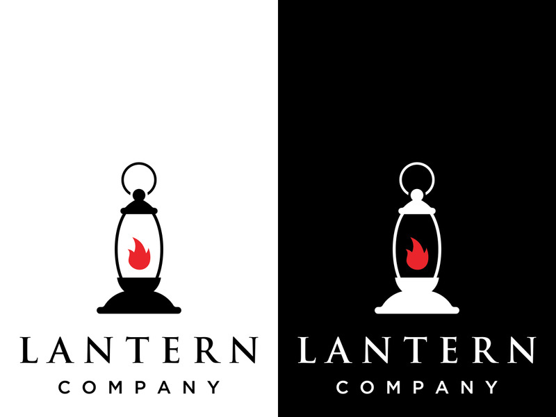 Lantern lamp logo, street lamp,vintage fire lantern.Logo for business, restaurant.