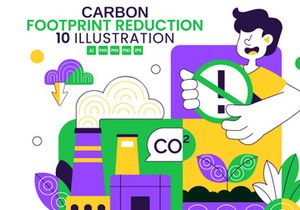10 Carbon Footprint Reduction Illustration