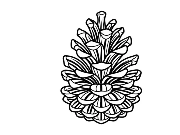 Decorative pine cone illustration for holiday design. Artistic botanical drawing for seasonal projects.