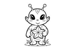 Cute alien holding star vector illustration flat design