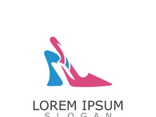 Women shoes logo design High heel fashion shop icon vector for business store