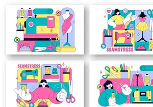 10 Seamstress Vector Illustration