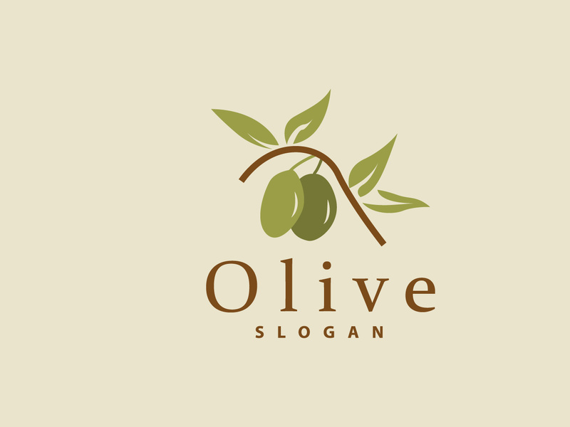 Olive Oil Logo, Olive Leaf Plant Herbal Garden Vector