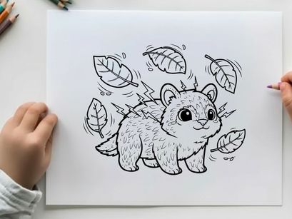 Cute raccoon autumn leaves falling vector illustration