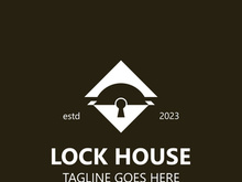 Lock House secure logo design, smart key home vector concept template
