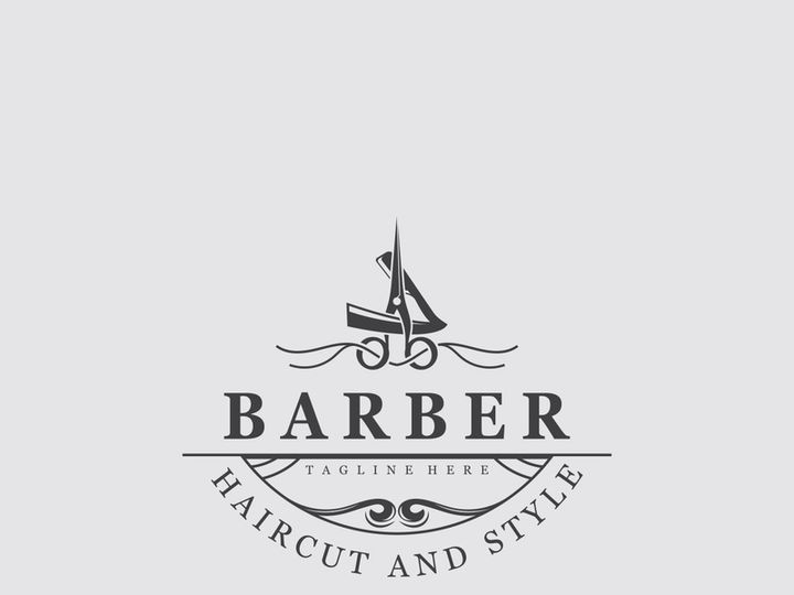 Barber vintage retro element badge or emblem on white background