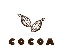 cocoa logo,cocoa bean,cocoa tree,cocoa branches and leaves,chocolate mix on white background,vintage,modern,simple,minimalist icon illustration template design vector