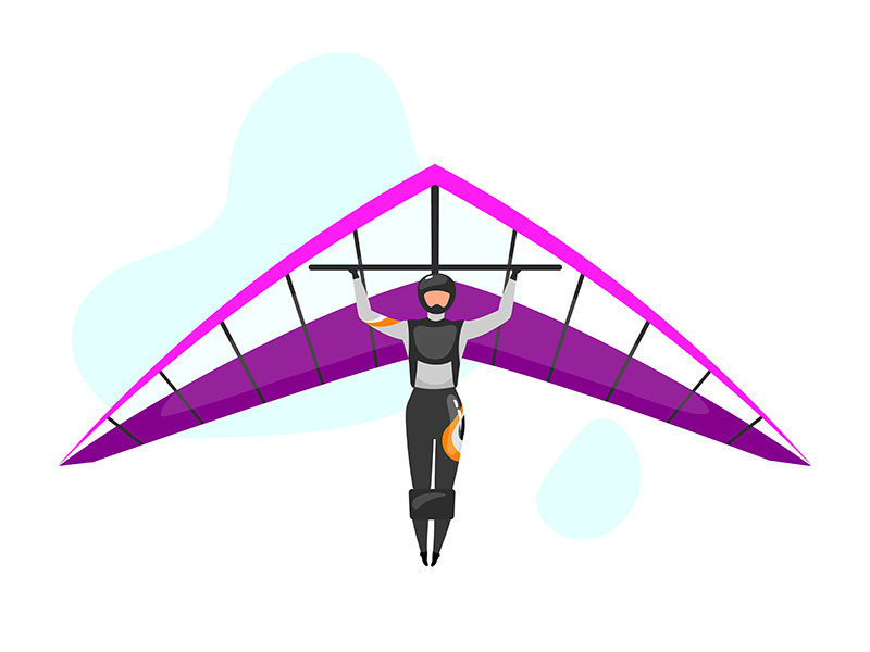 Hang gliding flat vector illustration