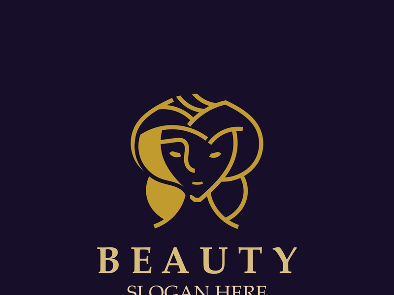 Woman Beauty care logo. Nature face saloon and spa design flat vector