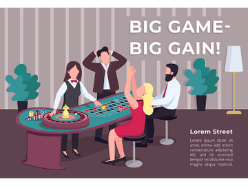 Big game big gain poster flat vector template preview picture