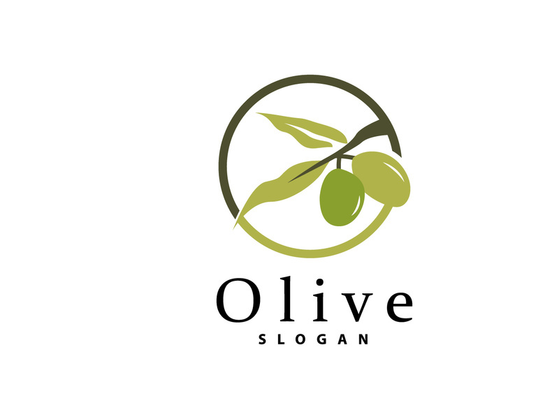 Olive Oil Logo, Olive Leaf Plant Herbal Garden Vector