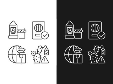 Borders control measures linear icons set preview picture
