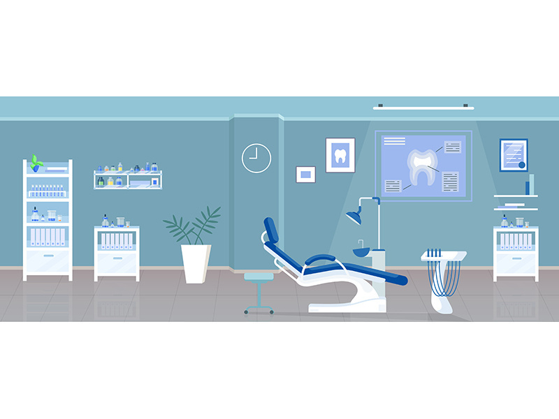 Dental office flat color vector illustration