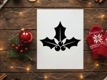 Schwarze Stechpalmenblätter und Beeren-Symbol für Weihnachtsdesign und Winterdekoration