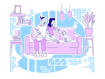 Chill at home flat silhouette vector illustration preview picture