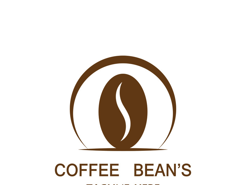 Coffee bean logo for cafe, business, label.